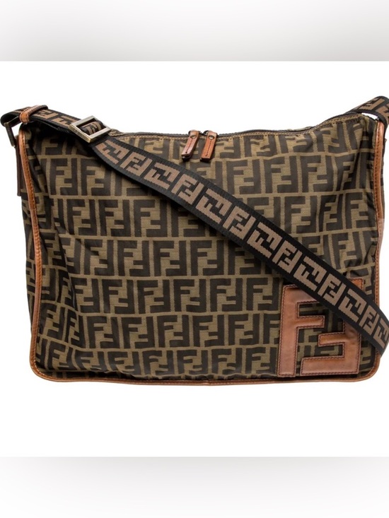 Fendi Handbags - Fendi Zucca FF Crossbody Messenger Bag Brown Canvas Leather Vintage